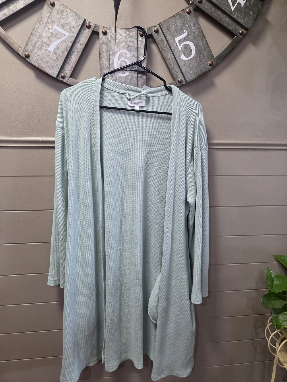 Daydream By Berkshire Homewear Open-Front Cardigan Robe in Pale Mint